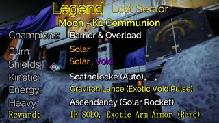 Destiny 2 Legend Lost Sector: Moon - K1 Communion 5-27-22