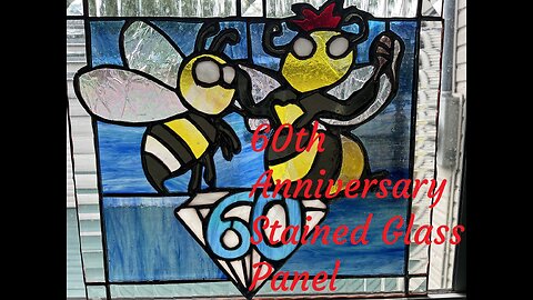 Stained glass panel with bees