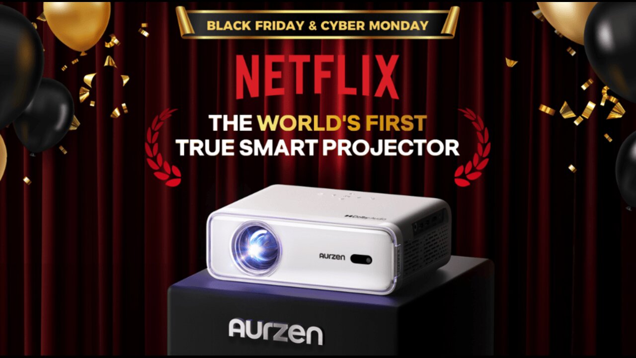 AURZEN Smart Projector with WiFi and Bluetooth