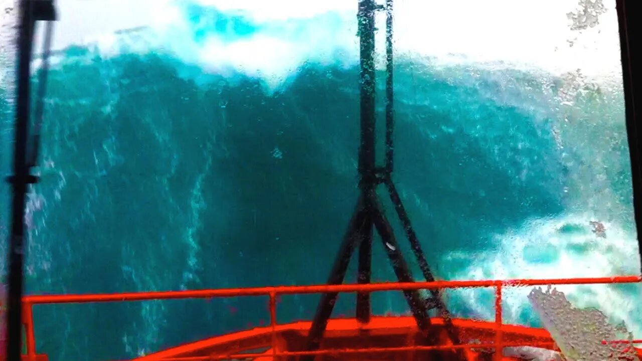 Ship in Storm | Multiple MONSTER WAVES Hit Recuse Vessel's Windows in the North Sea! [Until End]