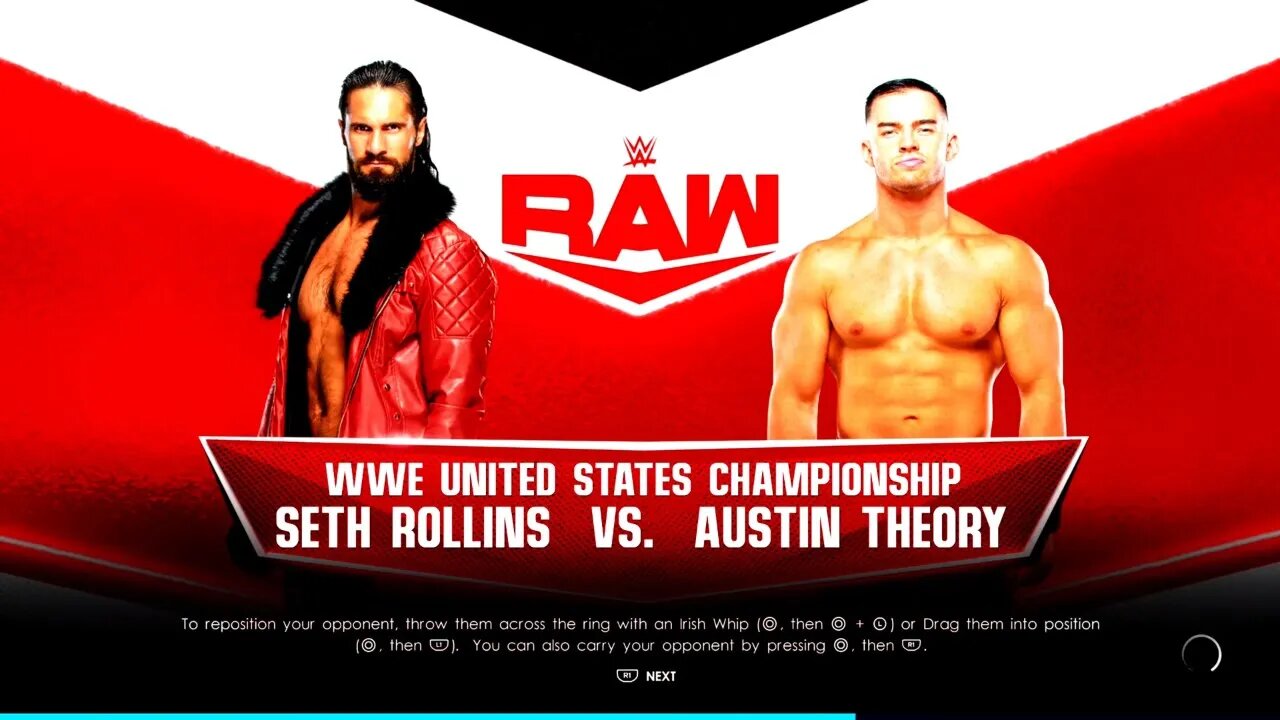 WWE Monday Night Raw Seth Freakin Rollins vs Austin Theory for the WWE United States Championship