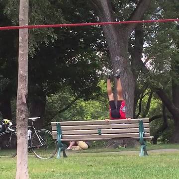 Super Strong Biker Shows Off Incredible Strength On Park Bench