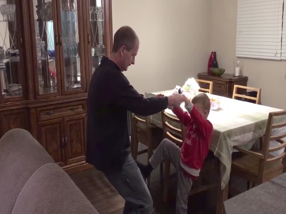 Dad and Son do Cool Circus Trick!