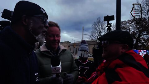 2 men discussing racism outside the Kenosha courthouse today. 17 Nov 2021