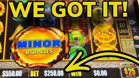 $250 BETS MASSIVE MINOR JACKPOT!