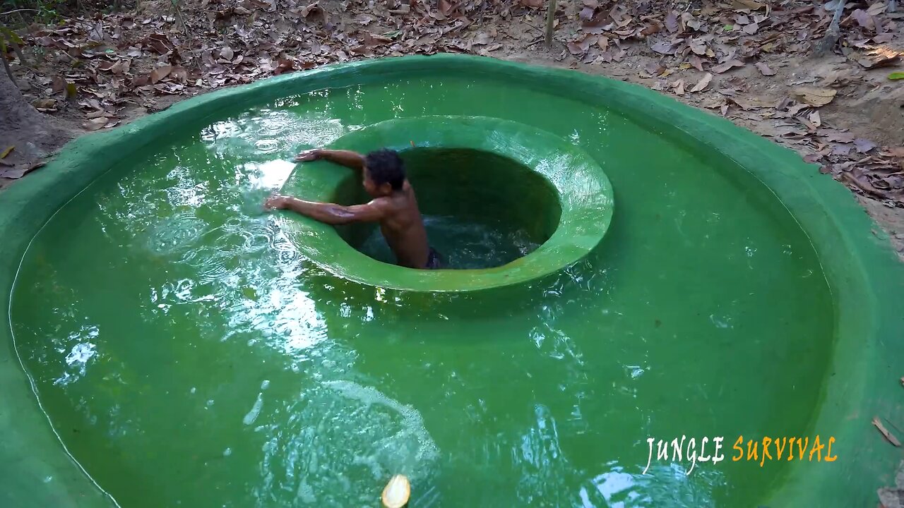 Build The Most Secret Deep Hole Underground Swimming Pool, Men Survival Living Off The Grid