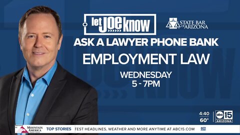 Ask a lawyer: Let Joe Know hosting employment law phone bank Wednesday night