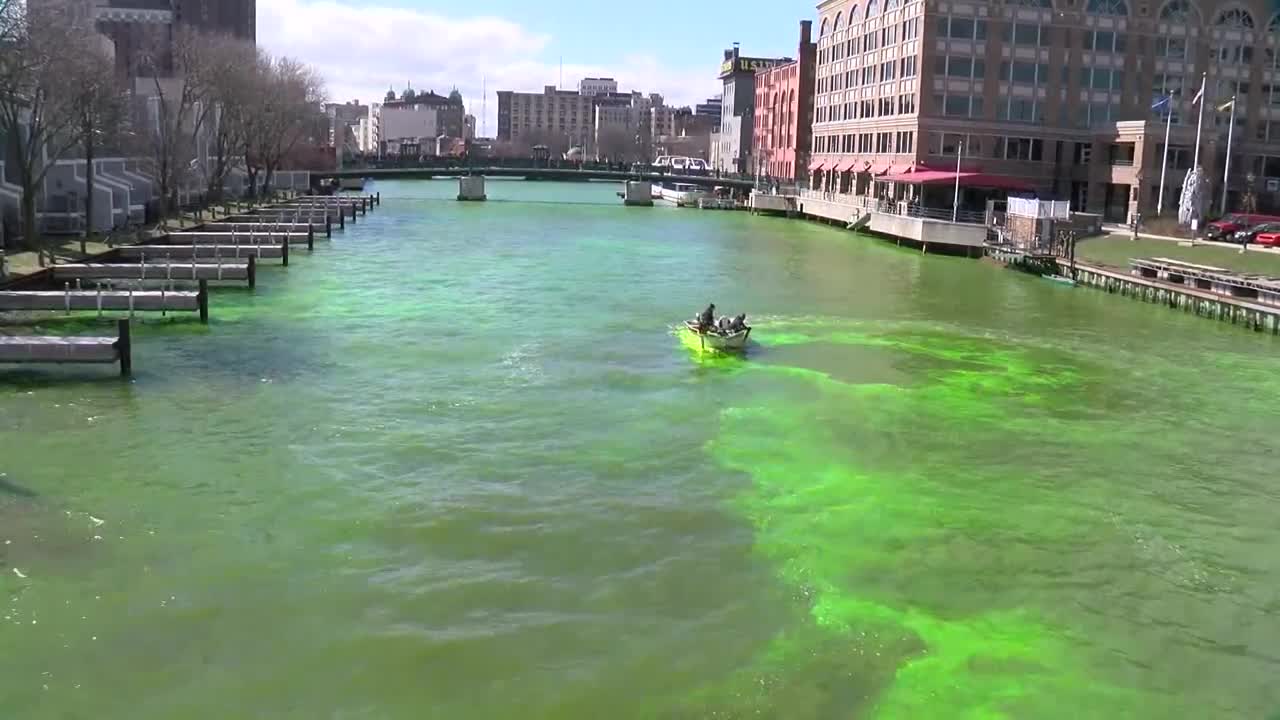 Here's what a green Milwaukee River looks like