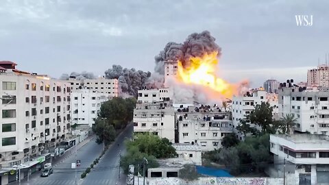 High Rise Building in Gaza Crumbles After Israeli Airstrike(1080p)