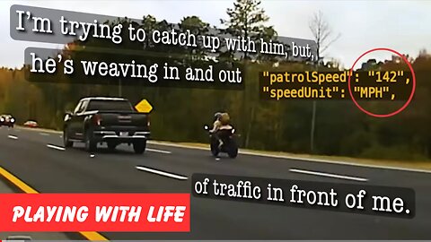 Clever way to stop a motorcycle high speed chase