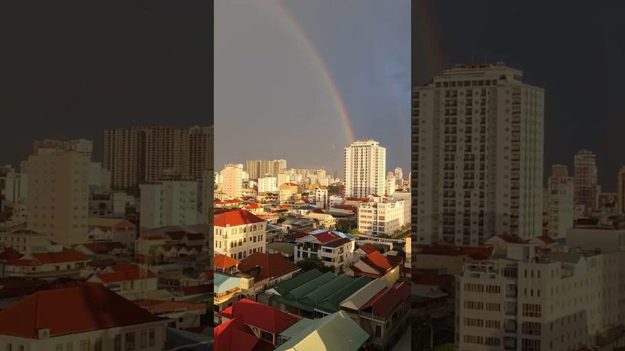 Insane Rainbow 🌧 Penh Cambodia 🇰🇭 #shorts #cambodia #phnompenh #expat #digitalnomads