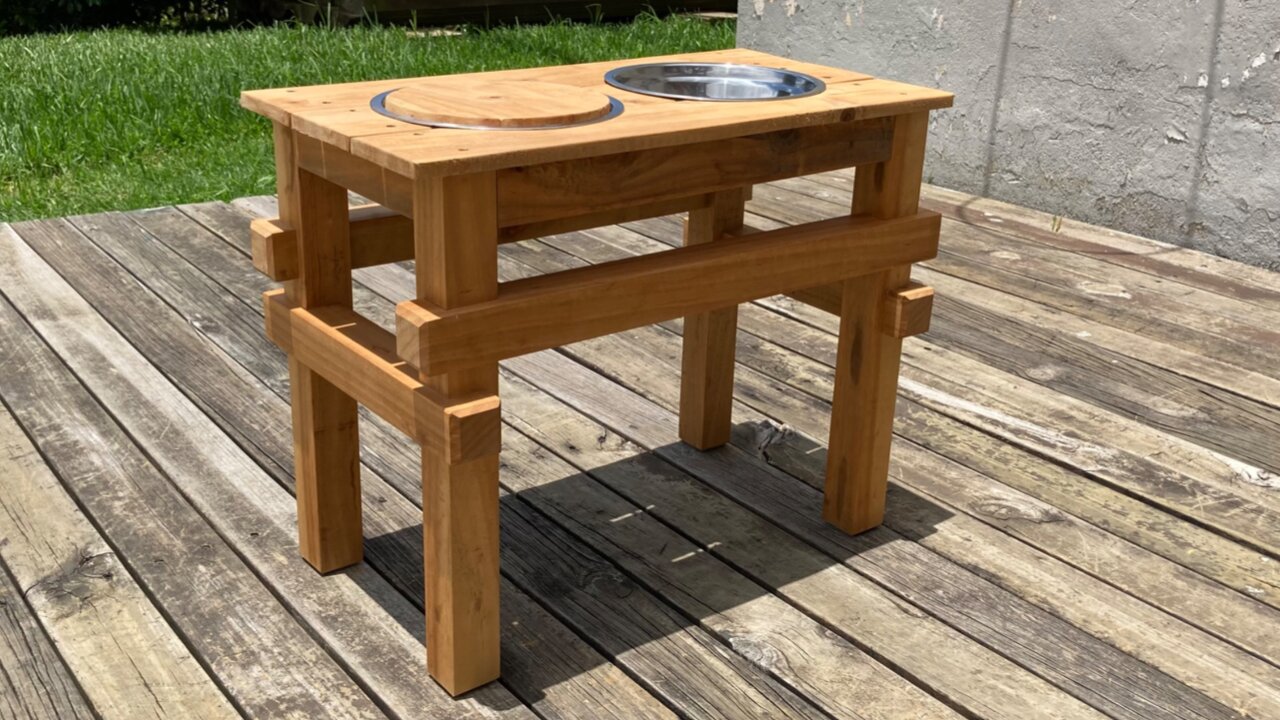 How to make a elevated dog feeding station using woodworking joints!