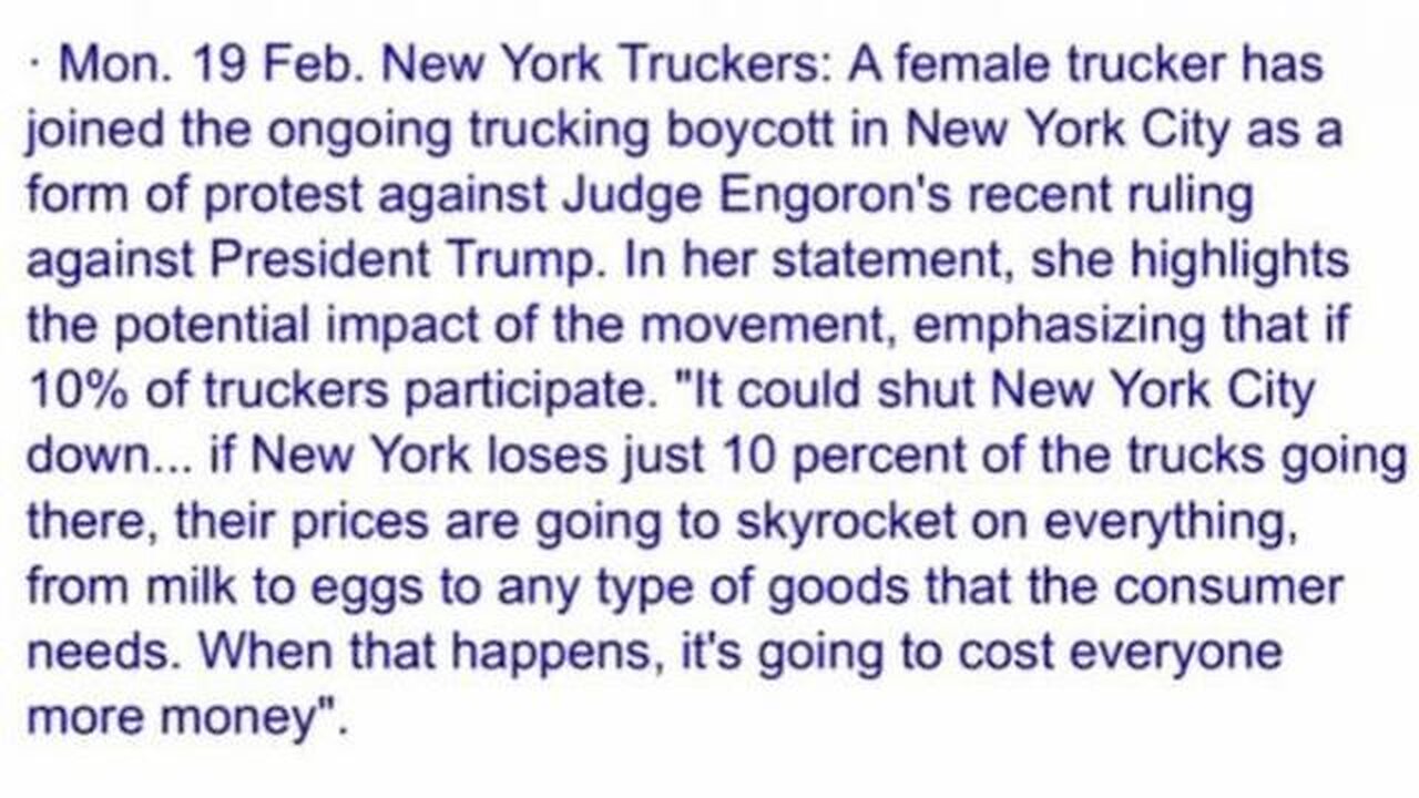 NYC CRISIS-4: MAJOR INVESTORS PULL OUT OF NEW YORK CITY | TRUCKERS FOR TRUMP SUPPORT GROW 2-25-24 US