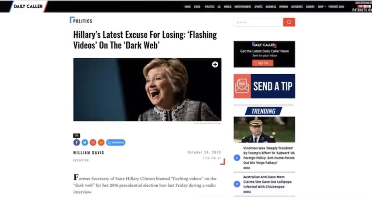 TSVN334 10.2022 Hillary Clinton Talking About Flashing Videos On The Dark Web