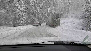 Semi Jack Nifed on Bad Snowy Road