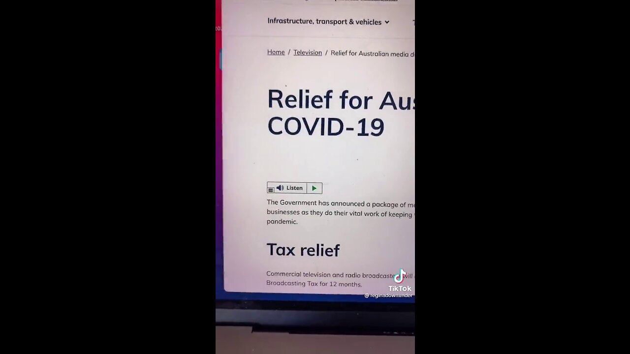 Australian Governments 100% Covid tax relief package for the Media