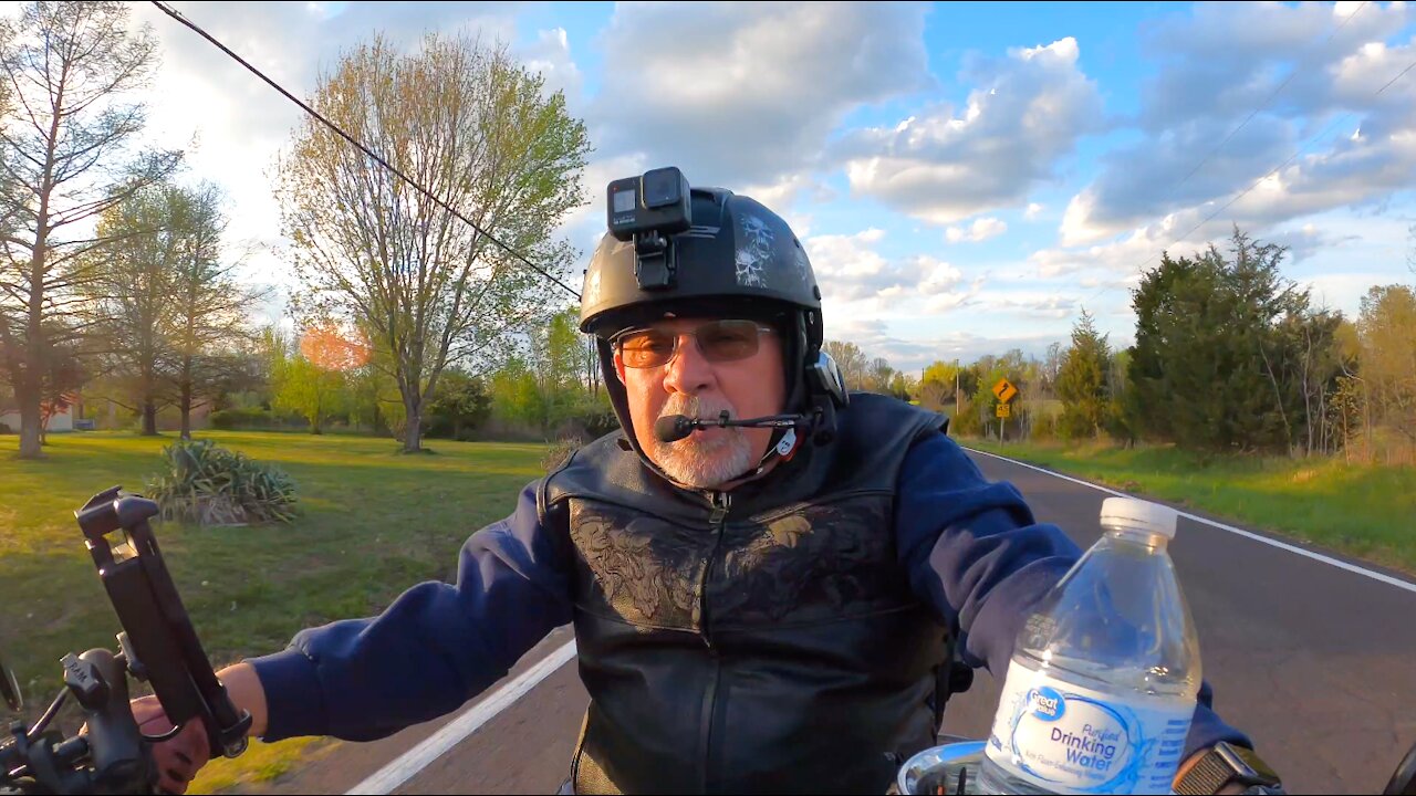 Riding my Harley Road Glide Special from DeSoto - Bonne Terre, MO. at Sunset on 4/19/21