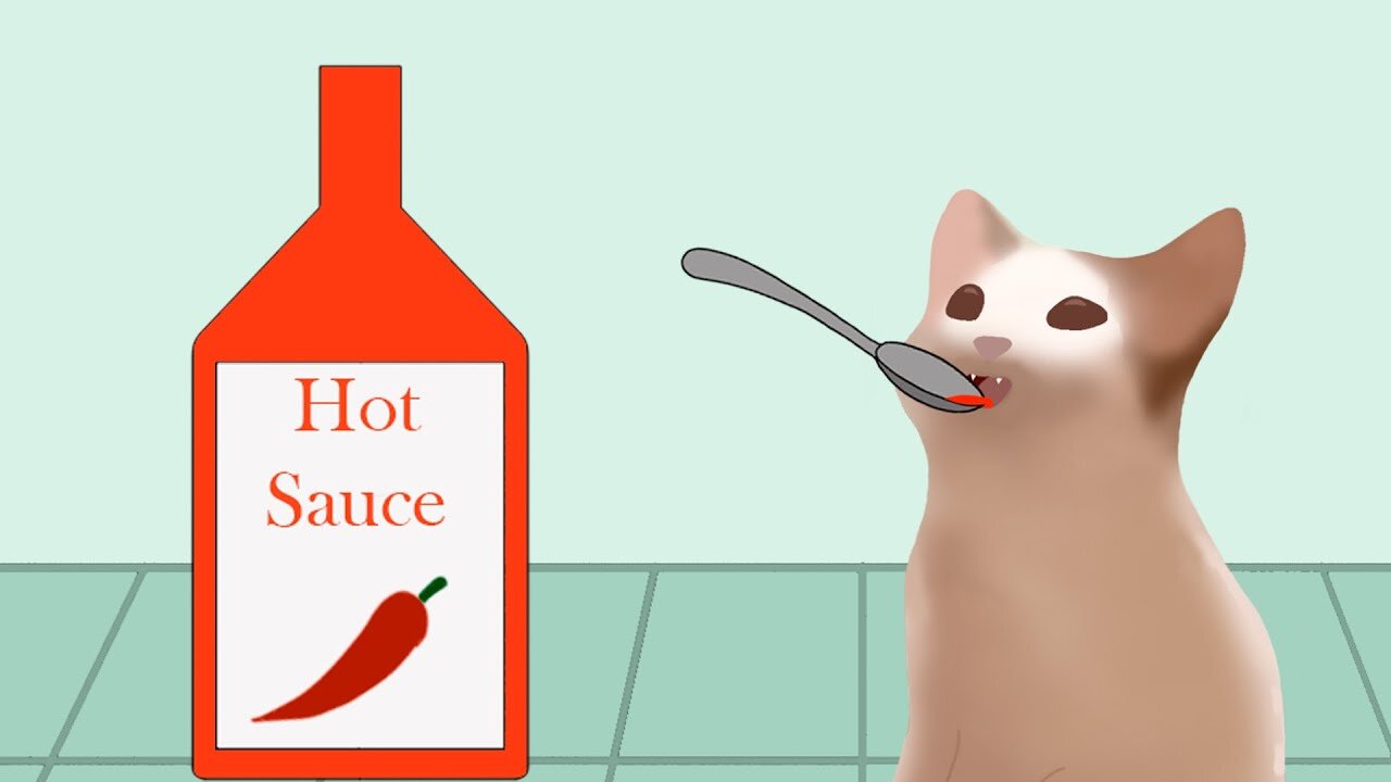 Pop Cat eats hot sauce | cats meowing