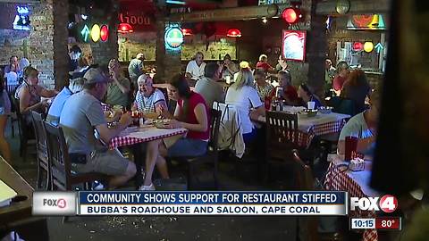 Community packs restaurant stiffed by customers after power outage