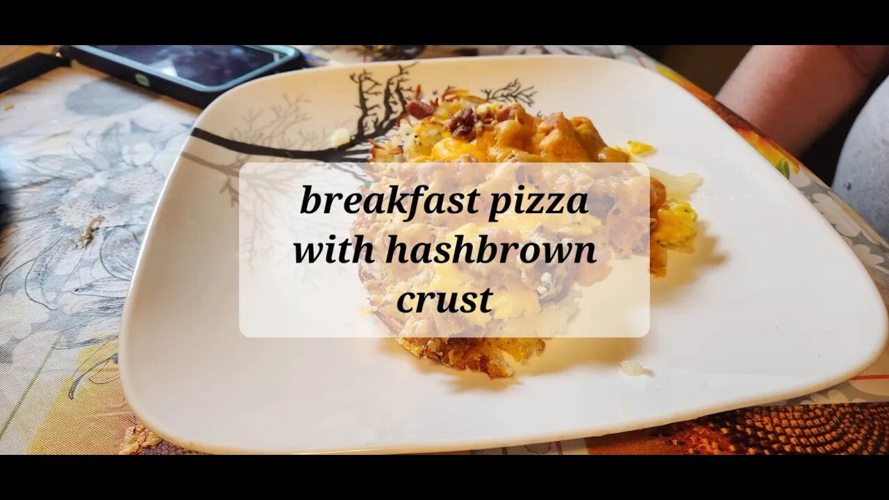 Breakfast pizza with hash brown crust Tom's Sunday breakfast