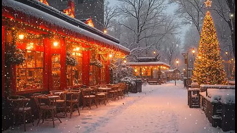 Christmas Café Ambience 🎄 Sweet Christmas Jazz Music 2025 on Snowy Morning to Working, Studying