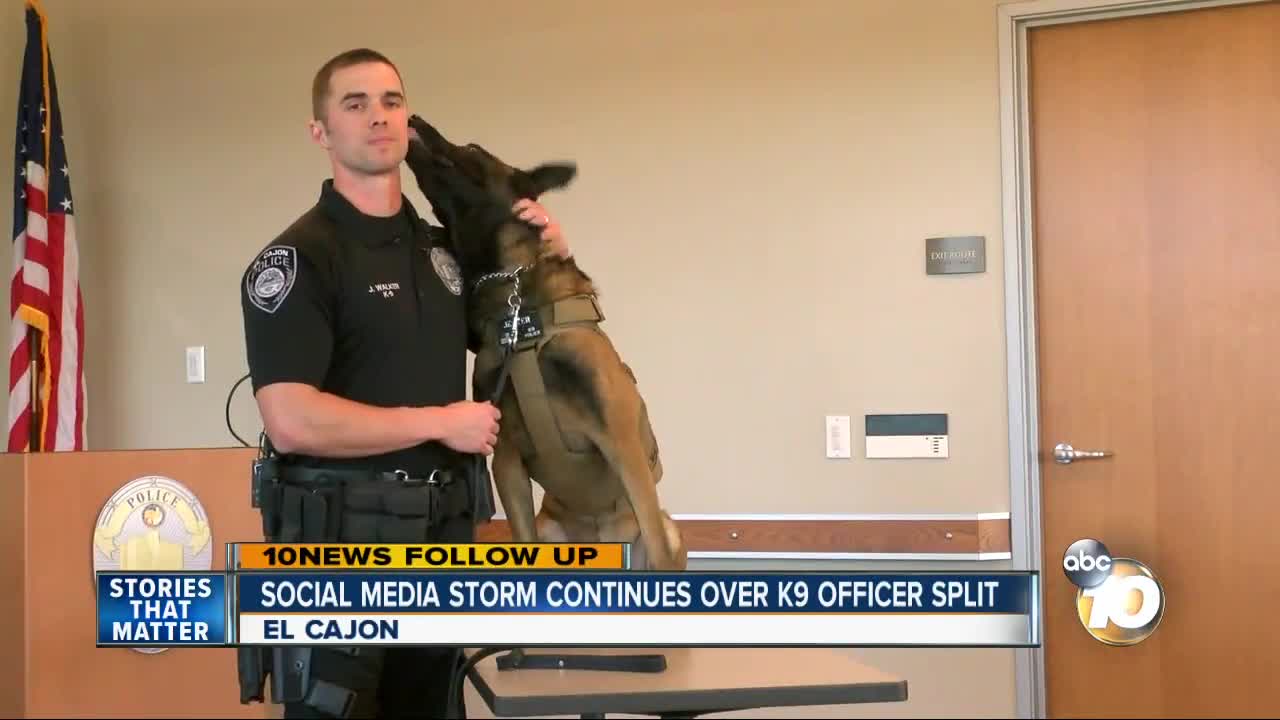 Social media storm continues over K9-officer split