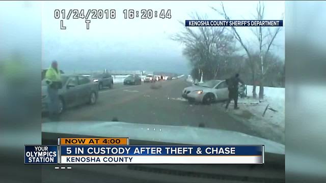 5 people in custody after theft and chase in Kenosha County