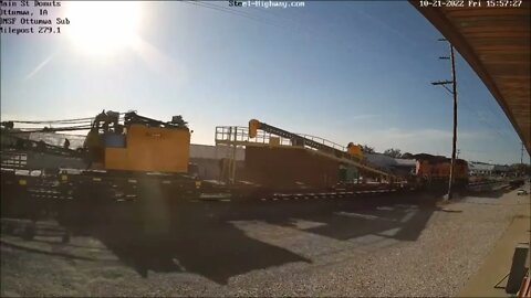 EB BNSF Crane at Trempeateau, WI, Mount Pleasant and Ottumwa, IA on October 20-21, 2022