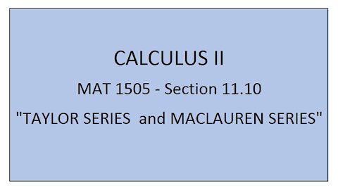 MAT 1505 - Section 11.10