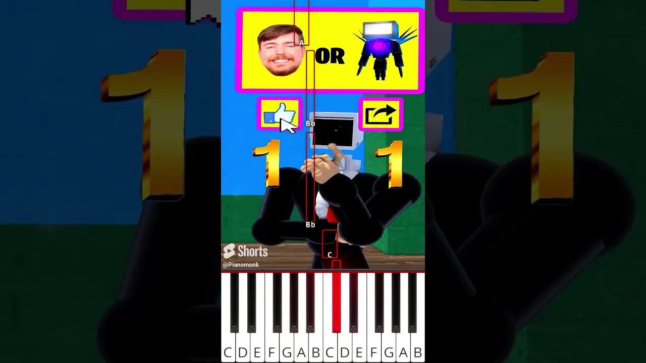 MeBeast vs Giant TV Man (@BigTastyAnimations) SKIBIDI TOILET LIKE vs COMMENT - Octave Piano Tutorial