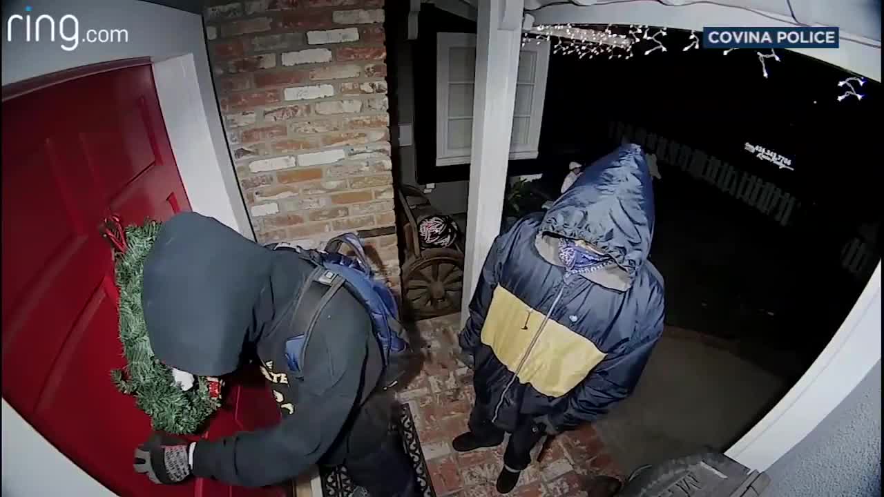 Doorbell camera spots armed suspected burglars at front door of Covina home