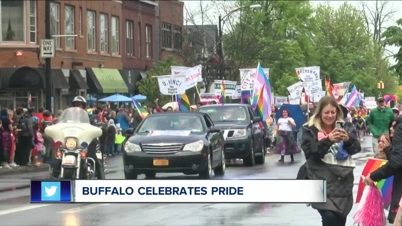 Buffalo painted in a huge rainbow for Pride Parade