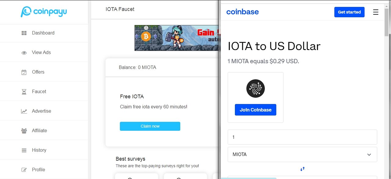 How To Earn Free 2735 IOTA MIOTA Cryptocurrency At Coinpayu Every 60 minutes With Proof