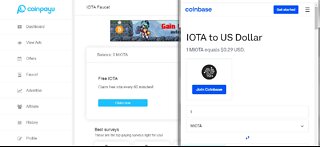 How To Earn Free 2735 IOTA MIOTA Cryptocurrency At Coinpayu Every 60 minutes With Proof