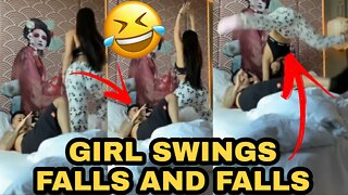 GIRL SWINGS FALLS AND FALLS 🎶🤣