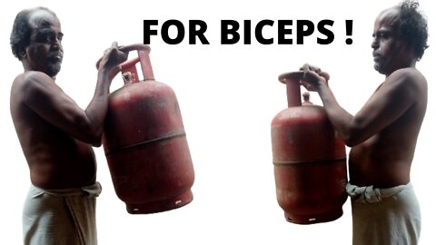 FIT AT 54 #BICEPS CURLS WITH GAS CYLINDER