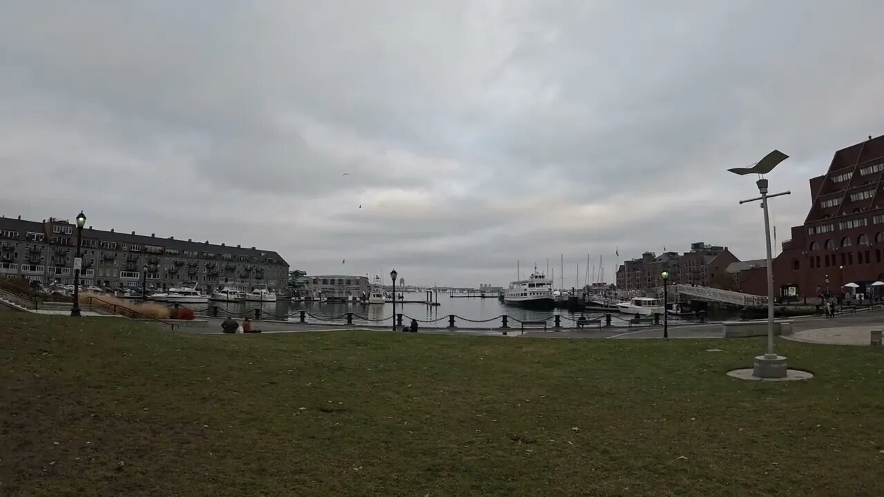 Boston 4K Vlog - Christopher Columbus Park View of Sailboats in Harbor some type of competition?⛵