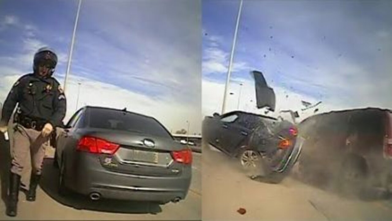 Trooper Narrowly Avoids Getting Hit During Traffic Stop
