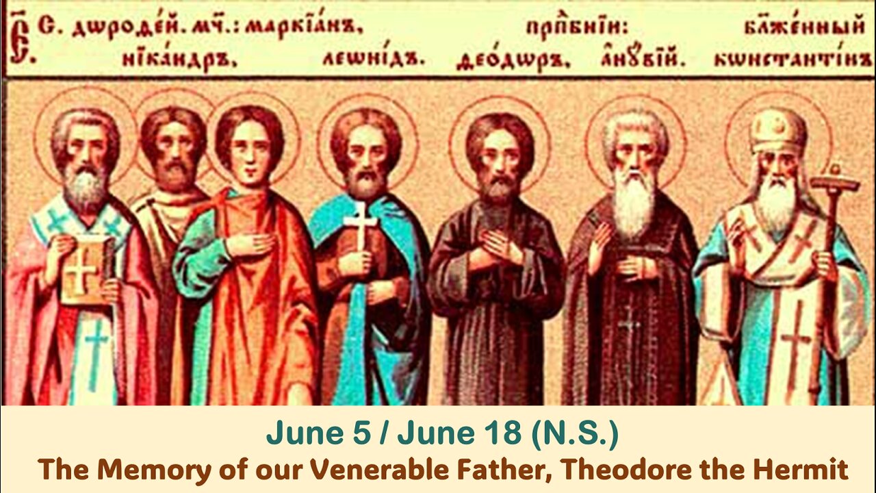 The Lives of Saints: June 5/18 (N.S.) The Memory of our Venerable Father, Theodore the Hermit