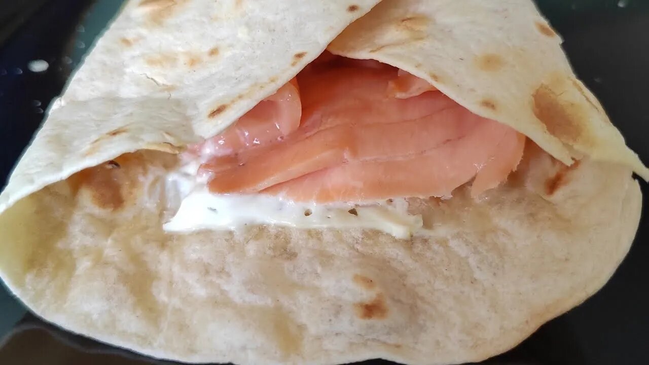 Soft Cheese and Smoked Salmon Breakfast Tortilla Toasted Wrap | Breakfast Sandwich Recipe