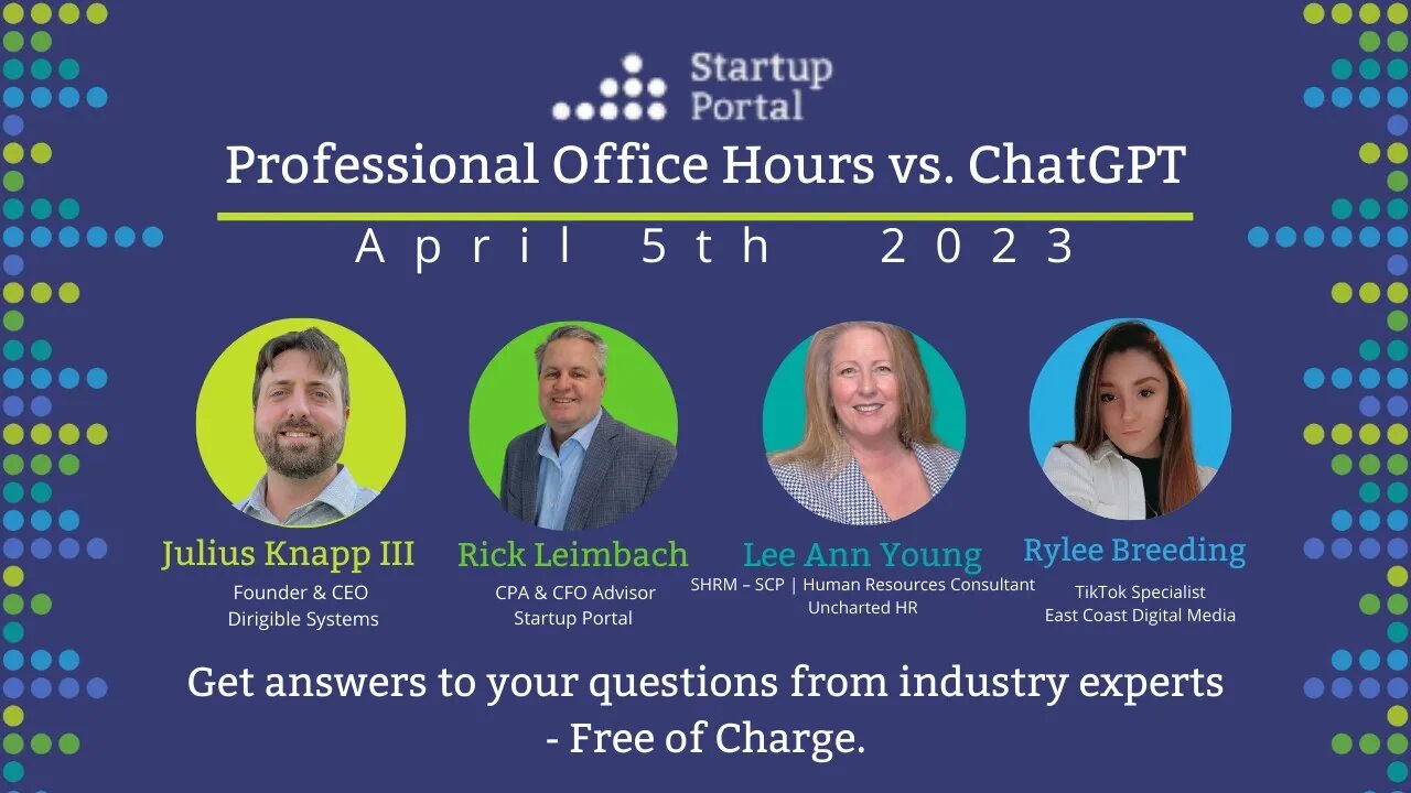 Startup Portal - Professional Office Hours -April 5th