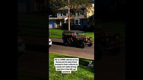 Neighbours wishing a WWII veteran who turned 100