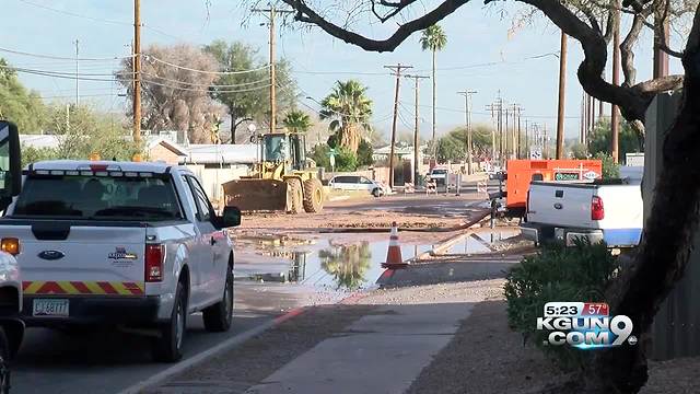 Water main breaks on Fairview