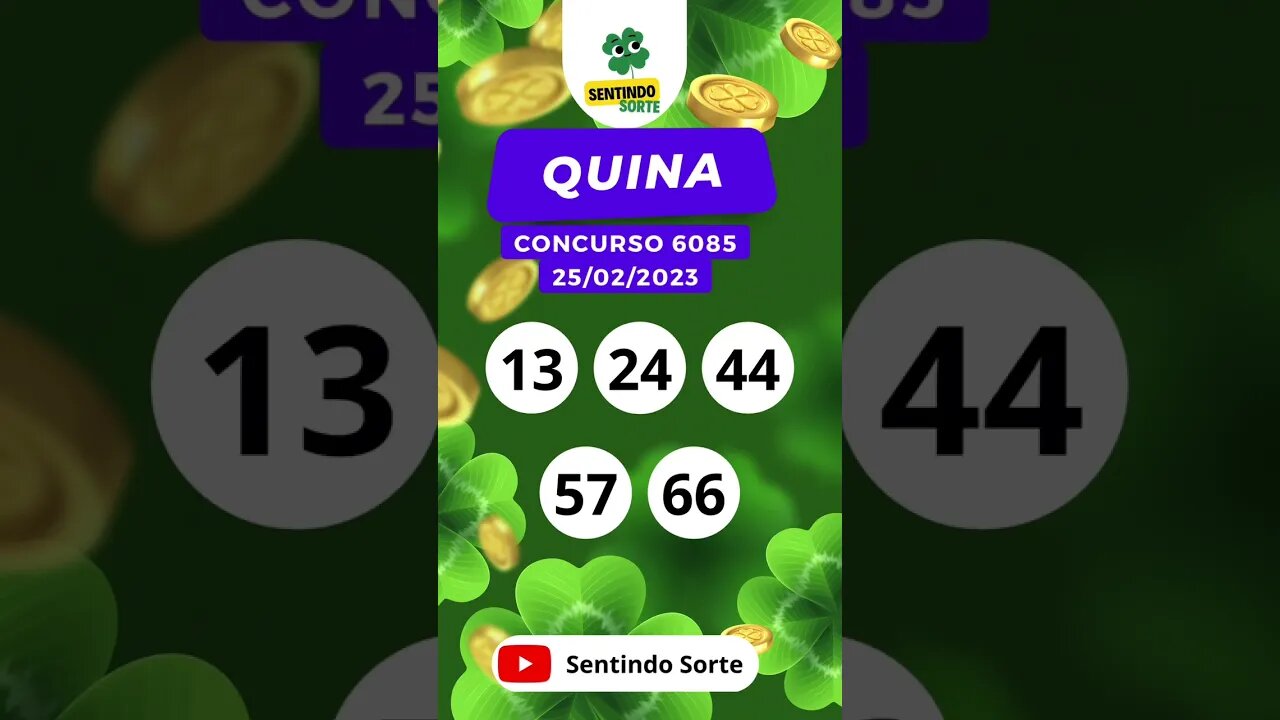 🍀 Resultado QUINA 6085 | Sentindo Sorte #shorts