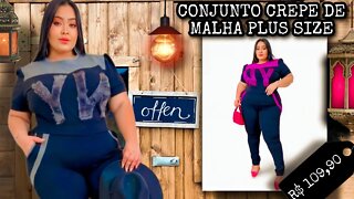 🛍️ CONJUNTO PLUMINHAS DE MALHA CREPE PLUS SIZE