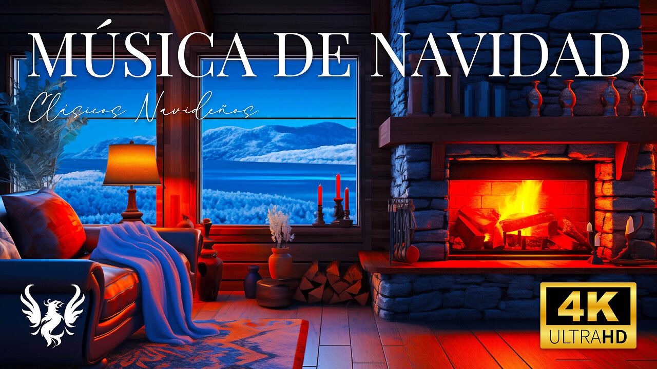 🔵 Música Clásica Navideña 🎄 Relajante Chimenea con Sonidos del Fuego 🔥 Ambiente Navideño (4K)