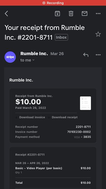 Rumble charging me even though my account has been deactivated