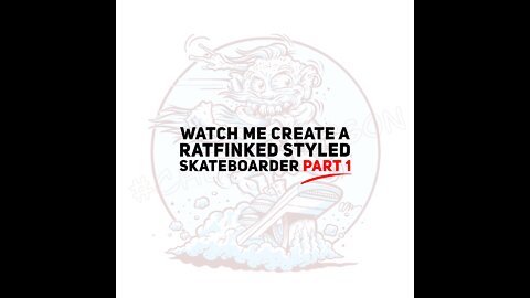 Rat Fink styled skate boarder