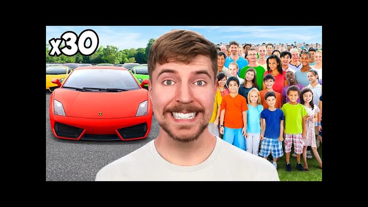 30 Lamborghinis vs 10,000 People | Mr beast