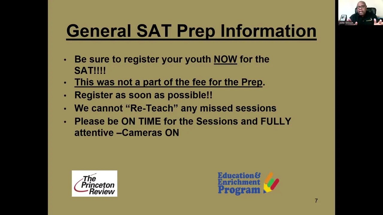 ORIENTATION FOR THE OCT. 1 SAT